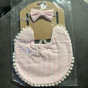 Baby girl boho headband and bib light pink matching boutique set